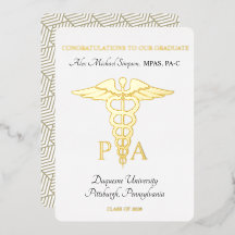 Foil Physician Assistant Graduate Invitation
