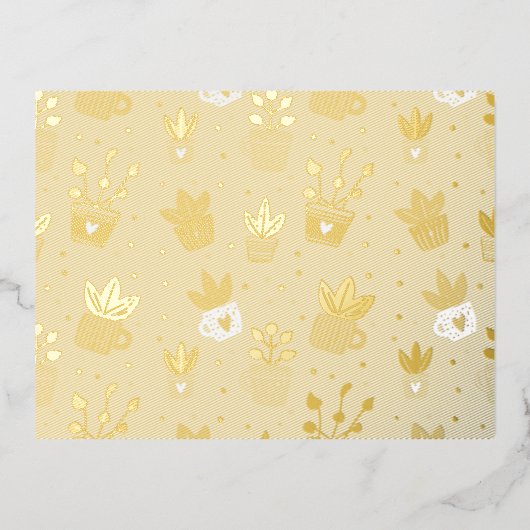 Foil Plant Lover Postcard – Botanical Art Print wi 箔招待状ポストカード (正面)