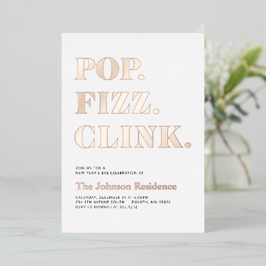 Foil Pop Fizz Clink お正月 箔招待状 (立ち正面)