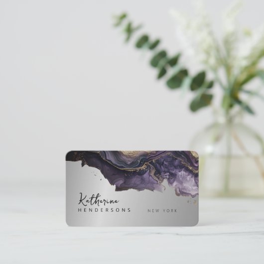 Foil Purple Agate gold glitter marble Professional 名刺 (スタンド正面)