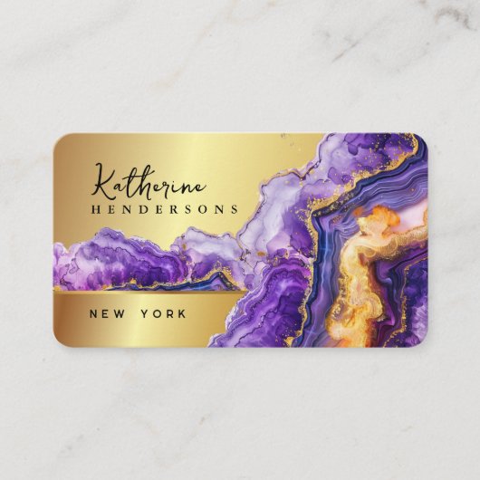 Foil Purple Agate gold glitter marble Professional 名刺 (正面)
