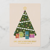 Foil Retro Vintage Christmas Tree Holiday Card 箔招待状 (正面)