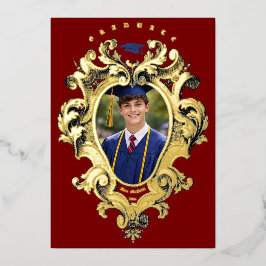 Foil Rococo Cartouche Photo Template Graduation 箔招待状