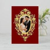 Foil Rococo Cartouche Photo Template Wedding 箔招待状 (立ち正面)