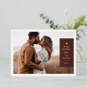 Foil Rustic Tree Woodgrain Christmas Photo Card 箔招待状 (立ち正面)