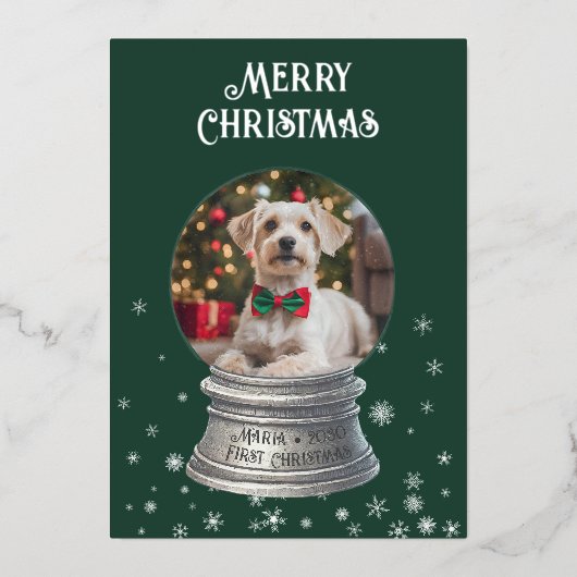 Foil Snow Globe Photo Holiday Card 箔シーズンカード (正面)