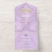 Foil Vintage Frame Quinceanera - Lavender オールインワン招待状 (内側)