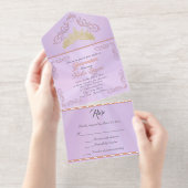 Foil Vintage Frame Quinceanera - Lavender オールインワン招待状 (切り取り部)