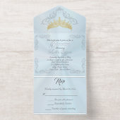 Foil Vintage Frame Quinceanera - Pastel Blue オールインワン招待状 (内側)