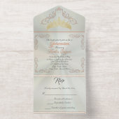 Foil Vintage Frame Quinceanera - Pastel Green オールインワン招待状 (内側)