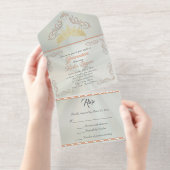 Foil Vintage Frame Quinceanera - Pastel Green オールインワン招待状 (切り取り部)