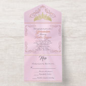 Foil Vintage Frame Quinceanera - Pastel Pink オールインワン招待状 (内側)