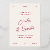 Foil Wavy Frame Retro Photo Wedding 箔招待状 (裏面)