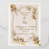 Foil Wedding Brown and beige Invitation 箔招待状ポストカード (正面)