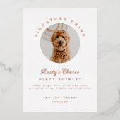 Foiled Signature Drinkのバー結婚写真の署名メニュー 箔招待状 (正面)