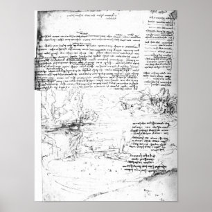 Fol.145v-aのDa Vinciのノートからのページ ポスター