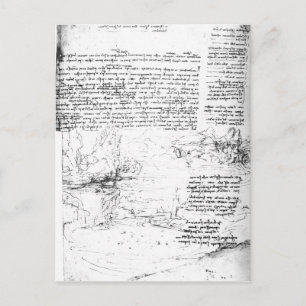 Fol.145v-a、Da Vinciのノートからページ ポストカード