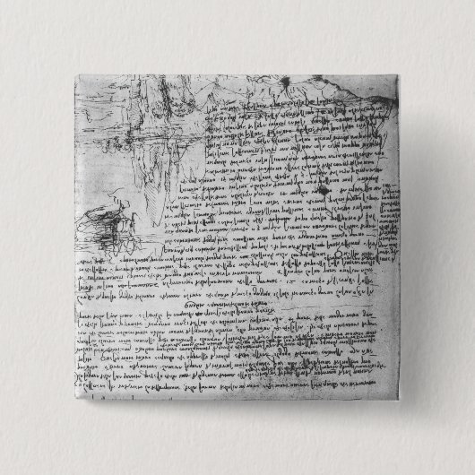 Fol.145v-bのDa Vinciのノートからのページ 缶バッジ (正面)