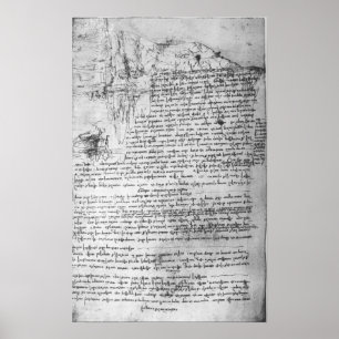 Fol.145v-b、Da Vinciのノートブックからページ ポスター