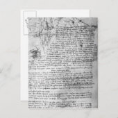 Fol.145v-b、Da Vinciのノートブックからページ ポストカード (正面/裏面)