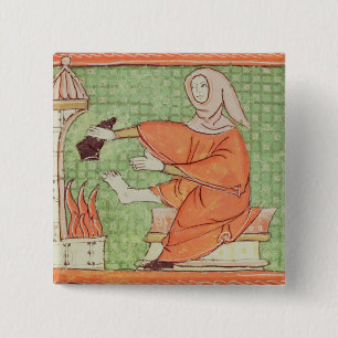 Fol.58r 2月: 火によって暖まること 缶バッジ