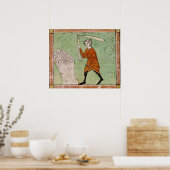 Fol.59r:威厳がある脱穀する小麦 ポスター (キッチン)