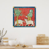 Fol.59v 11月:どんぐりを集める ポスター (キッチン)