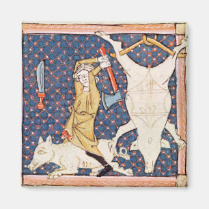 Fol.59v 12月: 殺害のブタ マグネット