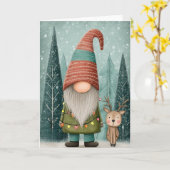 Folded 5x7 Gnome Christmas Card カード (黄色い花)