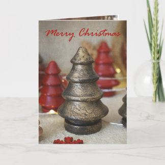 Folded Aged Gold Tree Christmas Card カード