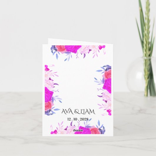 Folded Card, Modern Elegant, Editable Names 招待状 (裏面)