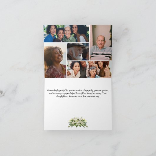 Folded Funeral Thank You Card サンキューカード (内部)