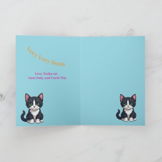 Folded Get Well Card- Cat lover's カード (内部)