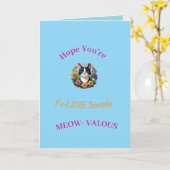 Folded Get Well Card- Cat lover's カード (黄色い花)