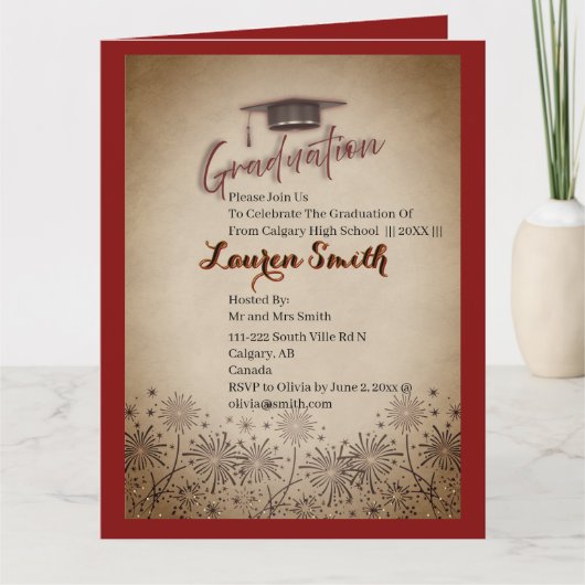 Folded Graduation Party Invitation カード (正面)