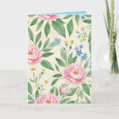 Folded Greeting Card Blank Floral Spring Pattern カード (正面)