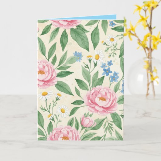 Folded Greeting Card Blank Floral Spring Pattern カード (黄色い花)
