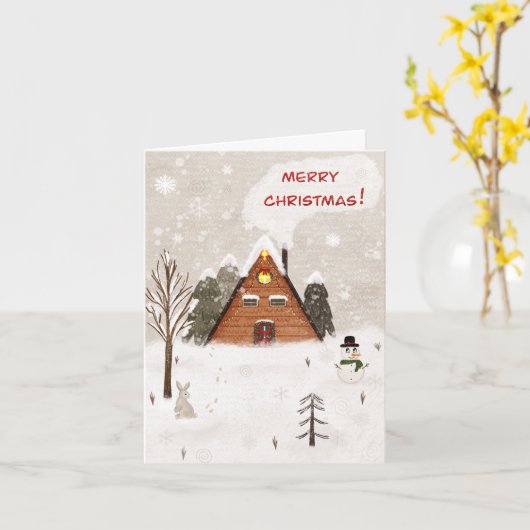 Folded Greeting Card "Cozy Christmas" カード (黄色い花)