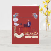Folded Greeting Card deep red カード (黄色い花)