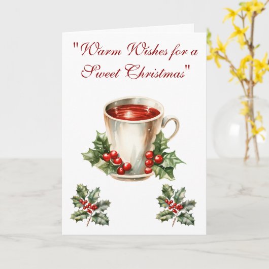 Folded Greeting Card-Elegant Victorian Christmas  カード (黄色い花)