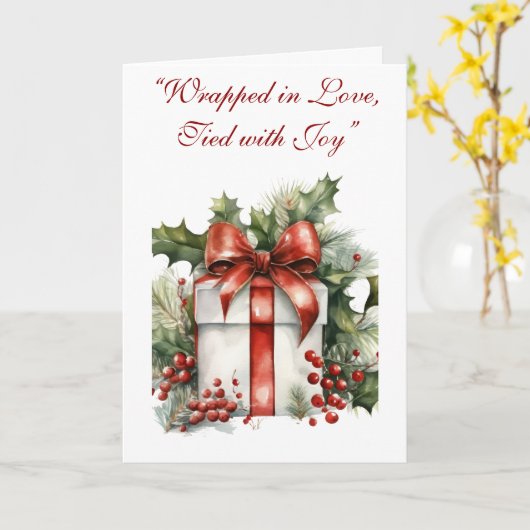 Folded Greeting Card-Elegant Victorian Christmas カード (黄色い花)