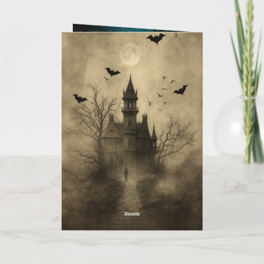 Folded Greeting Card “Spooky Night Halloween Inv カード (裏面)