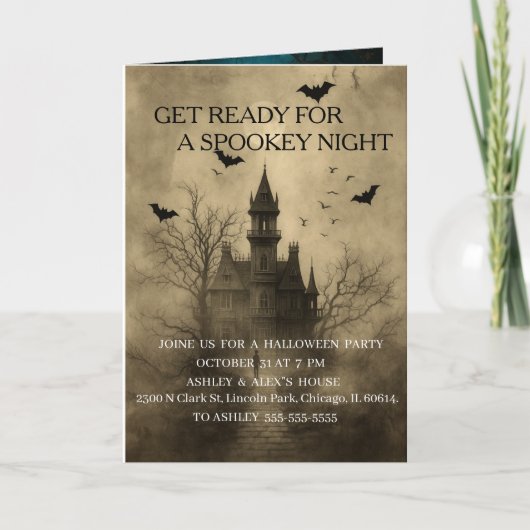 Folded Greeting Card   “Spooky Night Halloween Inv カード (正面)