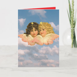 Folded Greeting Card VINTAGE TWIN ANGELS IN SKY カード