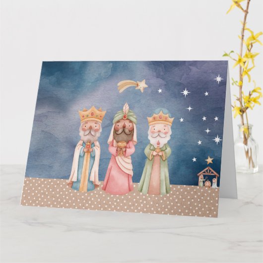 Folded Greeting Card w/ The Wise Men Illustration カード (黄色い花)