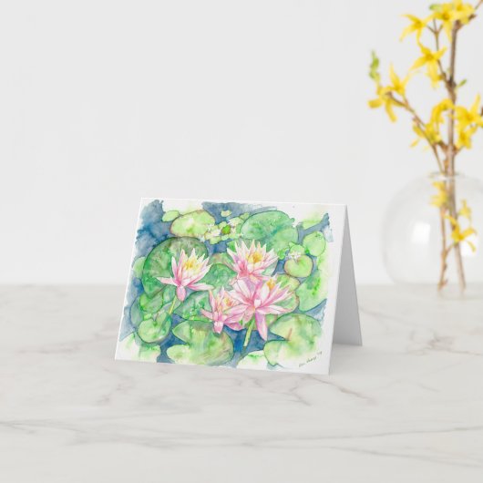 Folded greeting card with original artwork カード (黄色い花)