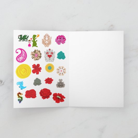 Folded Greeting Cards | Floral Dragon Art カード (内部)