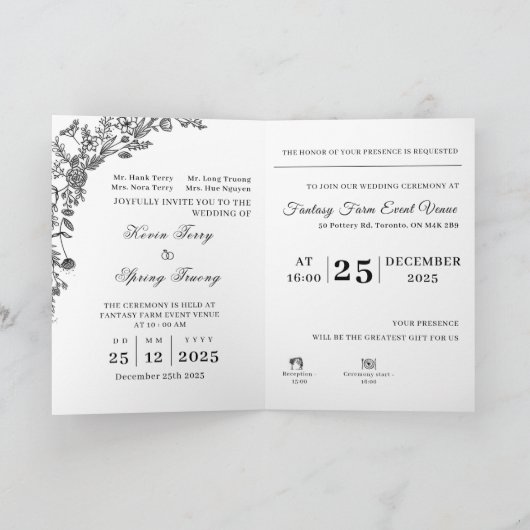 Folded Invitation "We are getting Married" Set カード (内部)