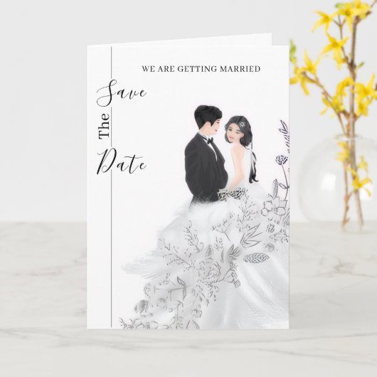 Folded Invitation "We are getting Married" Set カード (黄色い花)