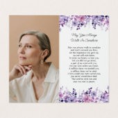 Folded Purple Flower Photo Funeral Prayer Card 名刺 (内部フラット)